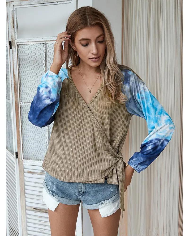 Two Tone Surplice Knit Sweater Anna-Kaci Wholesale