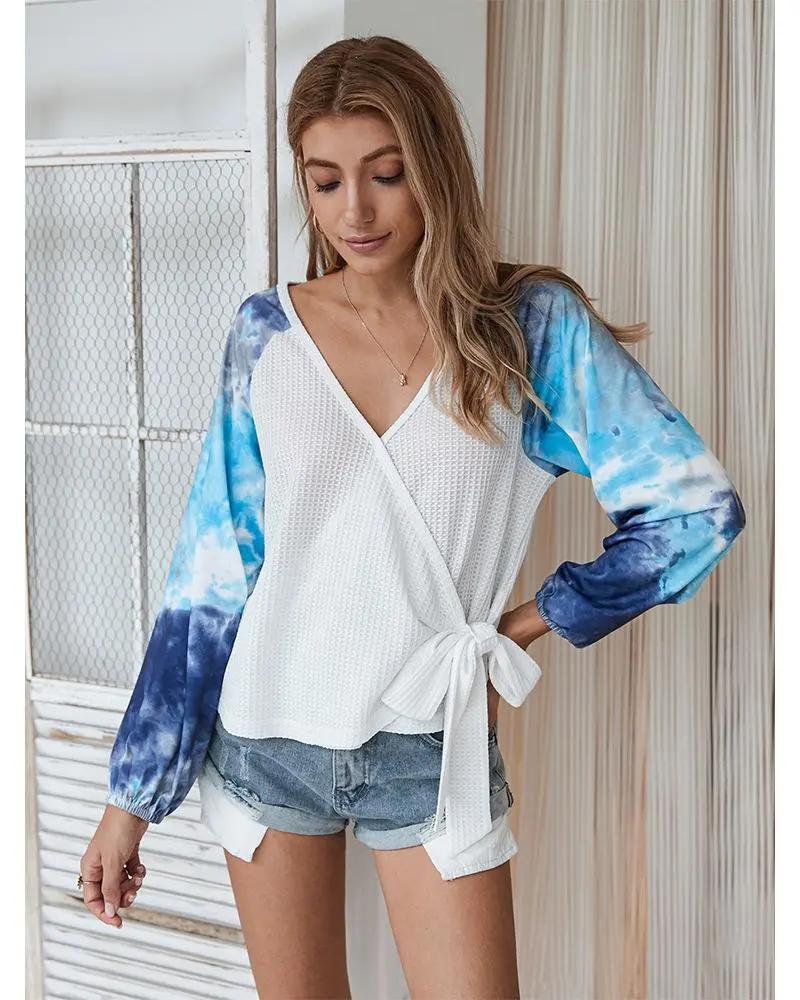 Two Tone Surplice Knit Sweater Anna-Kaci Wholesale