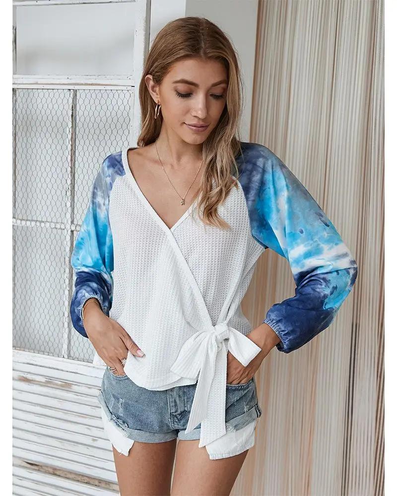 Two Tone Surplice Knit Sweater Anna-Kaci Wholesale