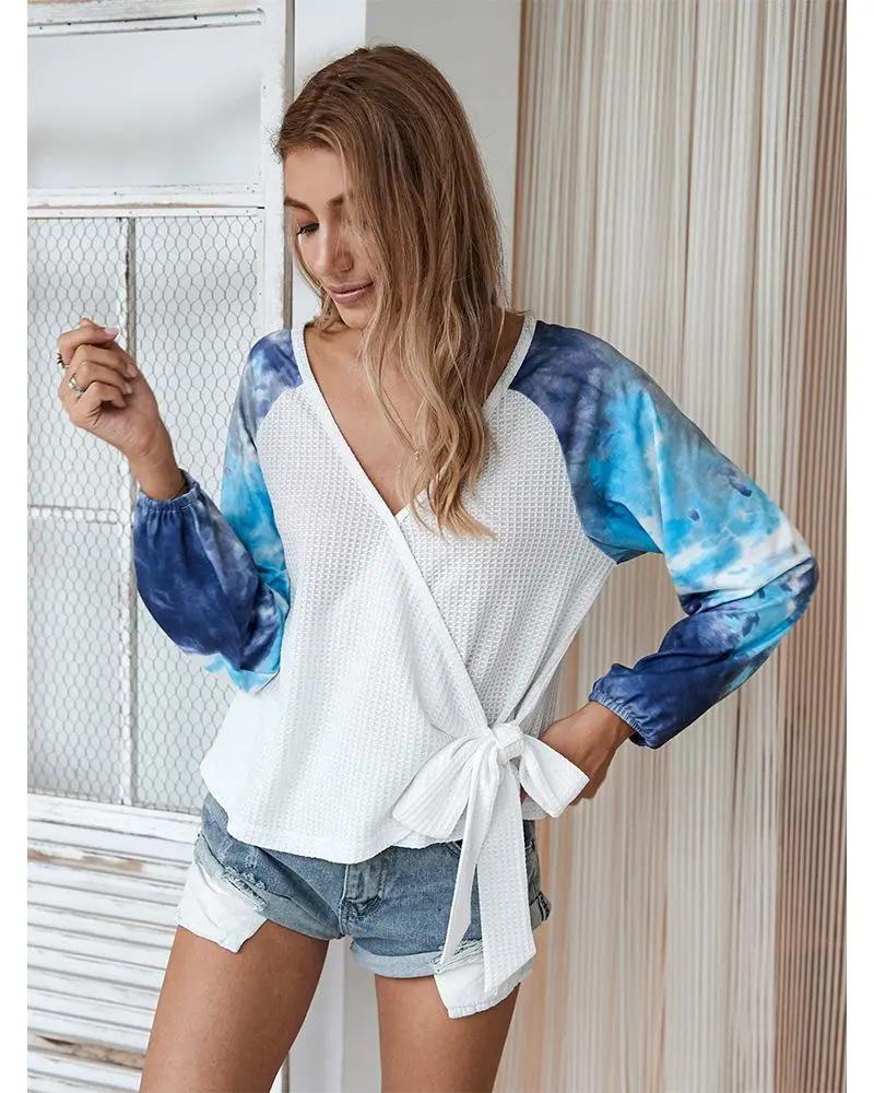 Two Tone Surplice Knit Sweater Anna-Kaci Wholesale