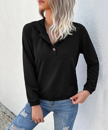 Half Button Hooded Sweatshirt Anna-Kaci Wholesale