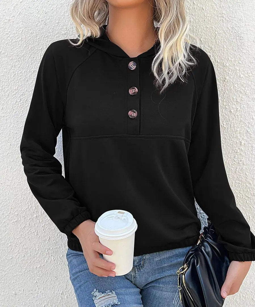 Half Button Hooded Sweatshirt Anna-Kaci Wholesale