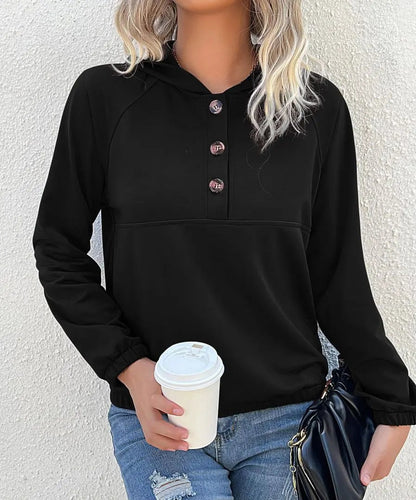 Half Button Hooded Sweatshirt Anna-Kaci Wholesale