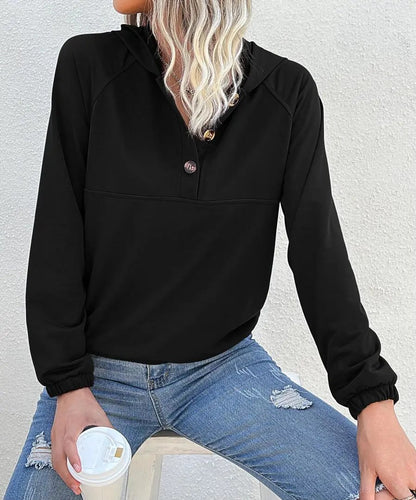 Half Button Hooded Sweatshirt Anna-Kaci Wholesale