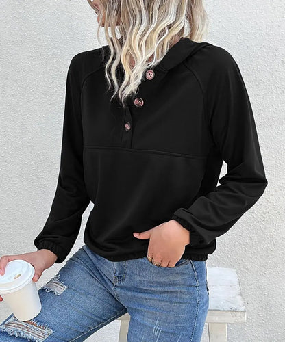 Half Button Hooded Sweatshirt Anna-Kaci Wholesale