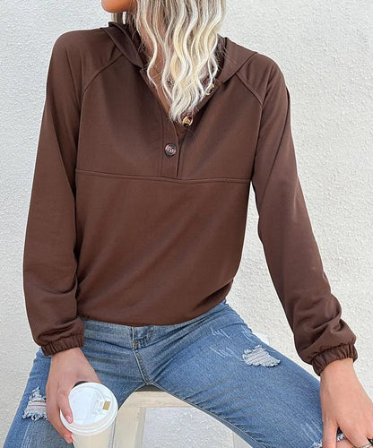 Half Button Hooded Sweatshirt Anna-Kaci Wholesale