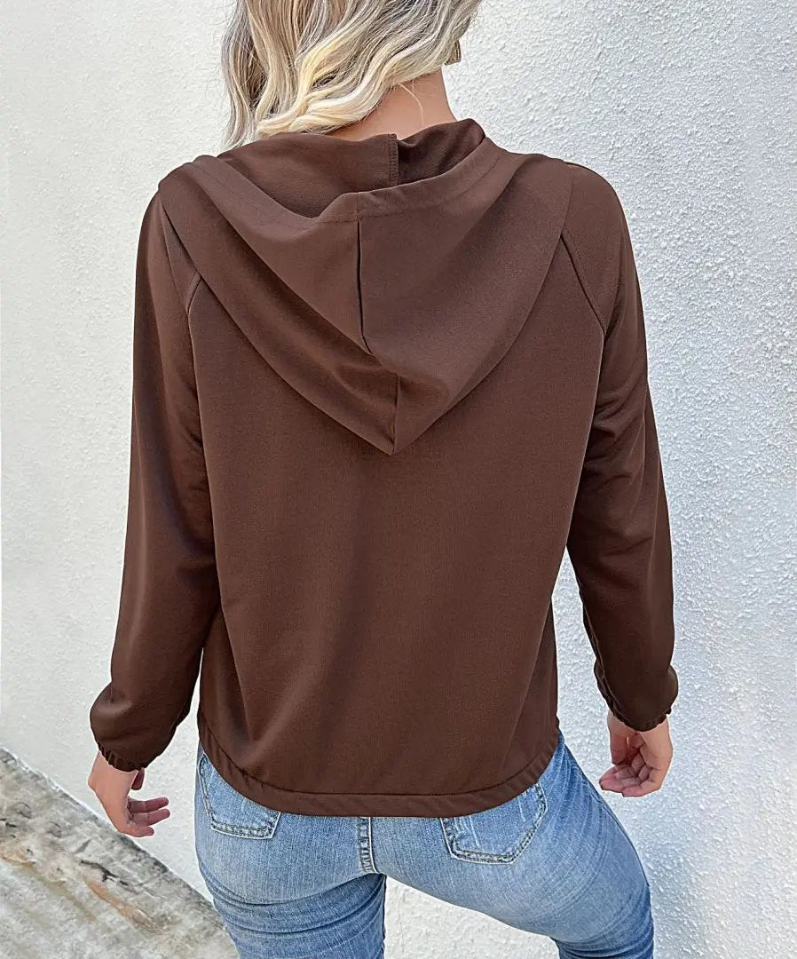 Half Button Hooded Sweatshirt Anna-Kaci Wholesale