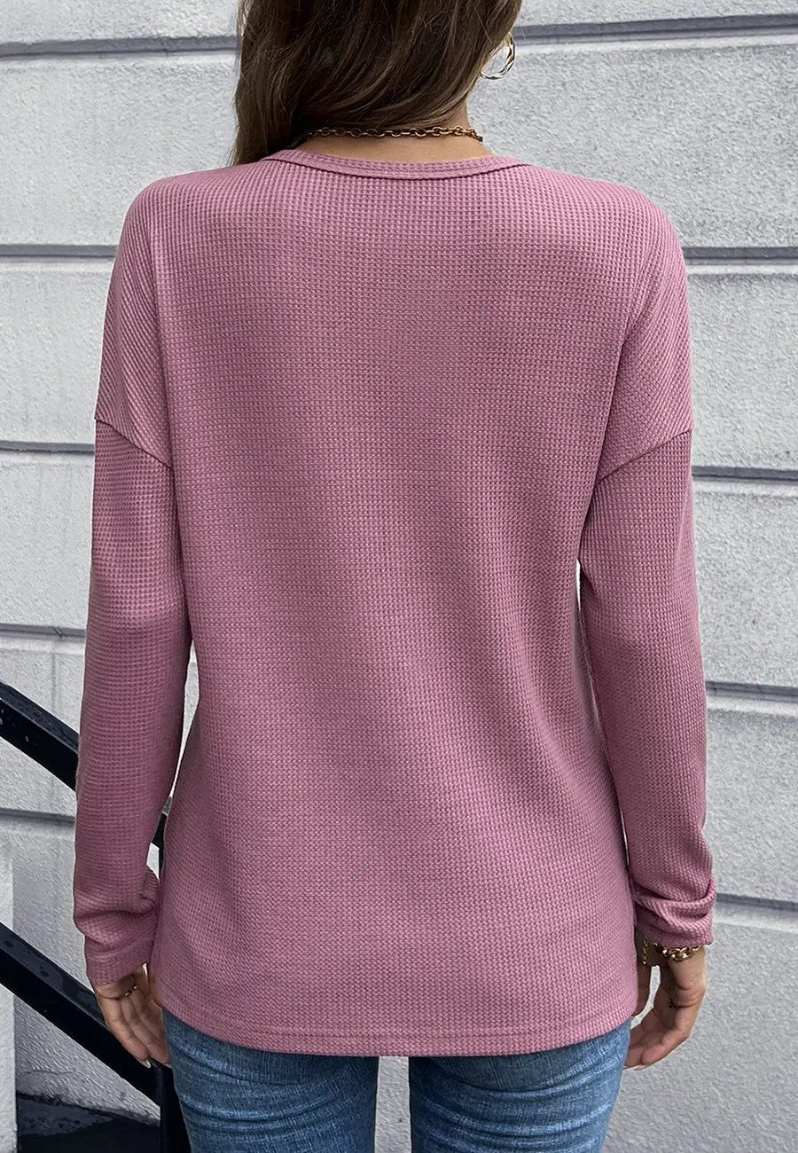 V Neck Patch Pocket Knit Sweater
