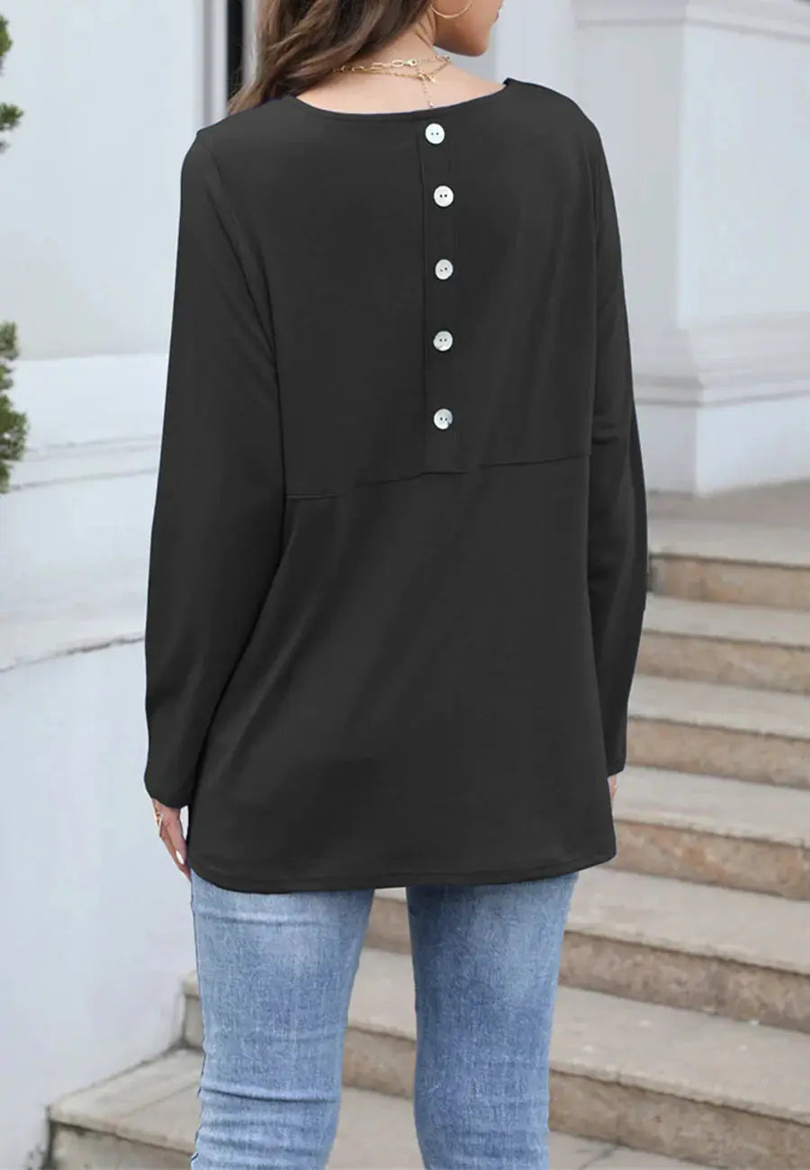 Button Down Back Sweater Anna-Kaci Wholesale