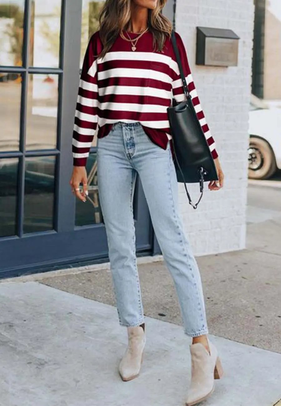 Classic Striped Patch Pocket Sweater Anna-Kaci Wholesale