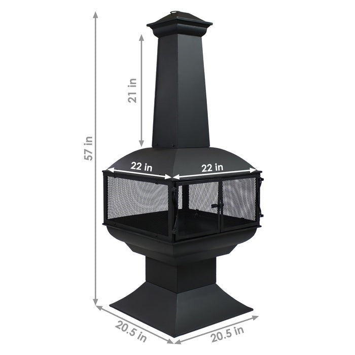 Large Black Outdoor Steel Chimenea Wood Burning Fire Pit FastFurnishings
