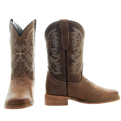 Brown Square Toe Kids Western Boots | Kids Western Dance Boots (K3004) - Get it from Bo