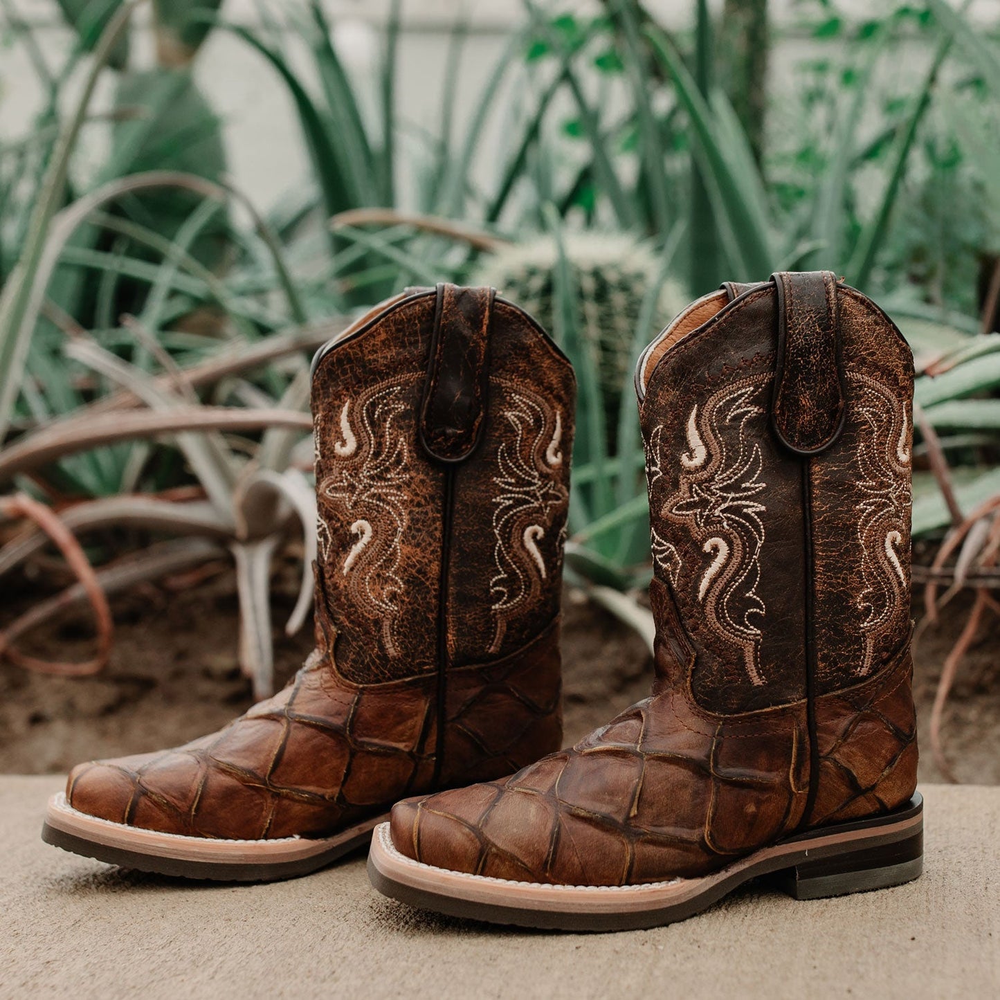 Soto Boots Kids Pirarucu Print Cowboy Boots K4008 Soto Boots