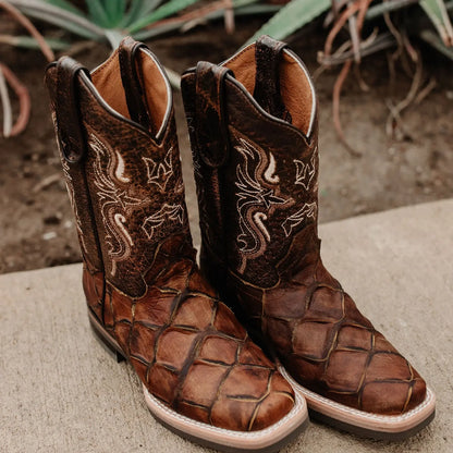 Soto Boots Kids Pirarucu Print Cowboy Boots K4008 Soto Boots