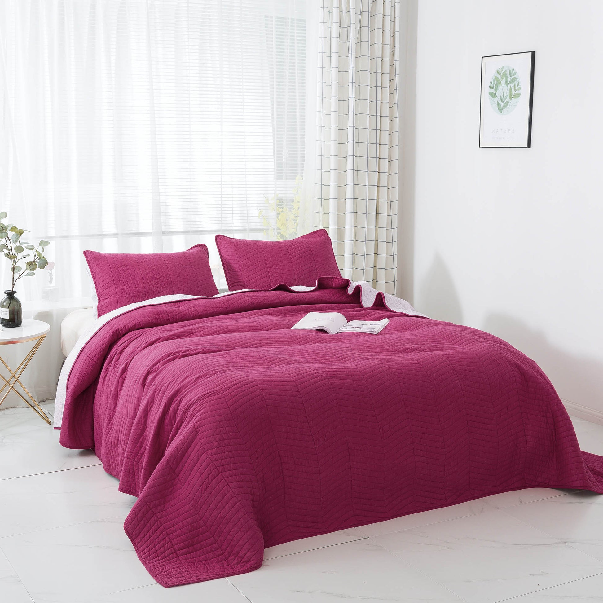 Kasentex Ultra Soft Cotton Oversized Bedspread Set, Blue or Red, Room Decor, Graduation Gifts Kasentex
