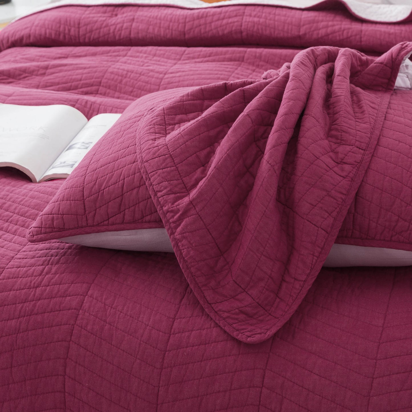 Kasentex Ultra Soft Cotton Oversized Bedspread Set, Blue or Red, Room Decor, Graduation Gifts Kasentex