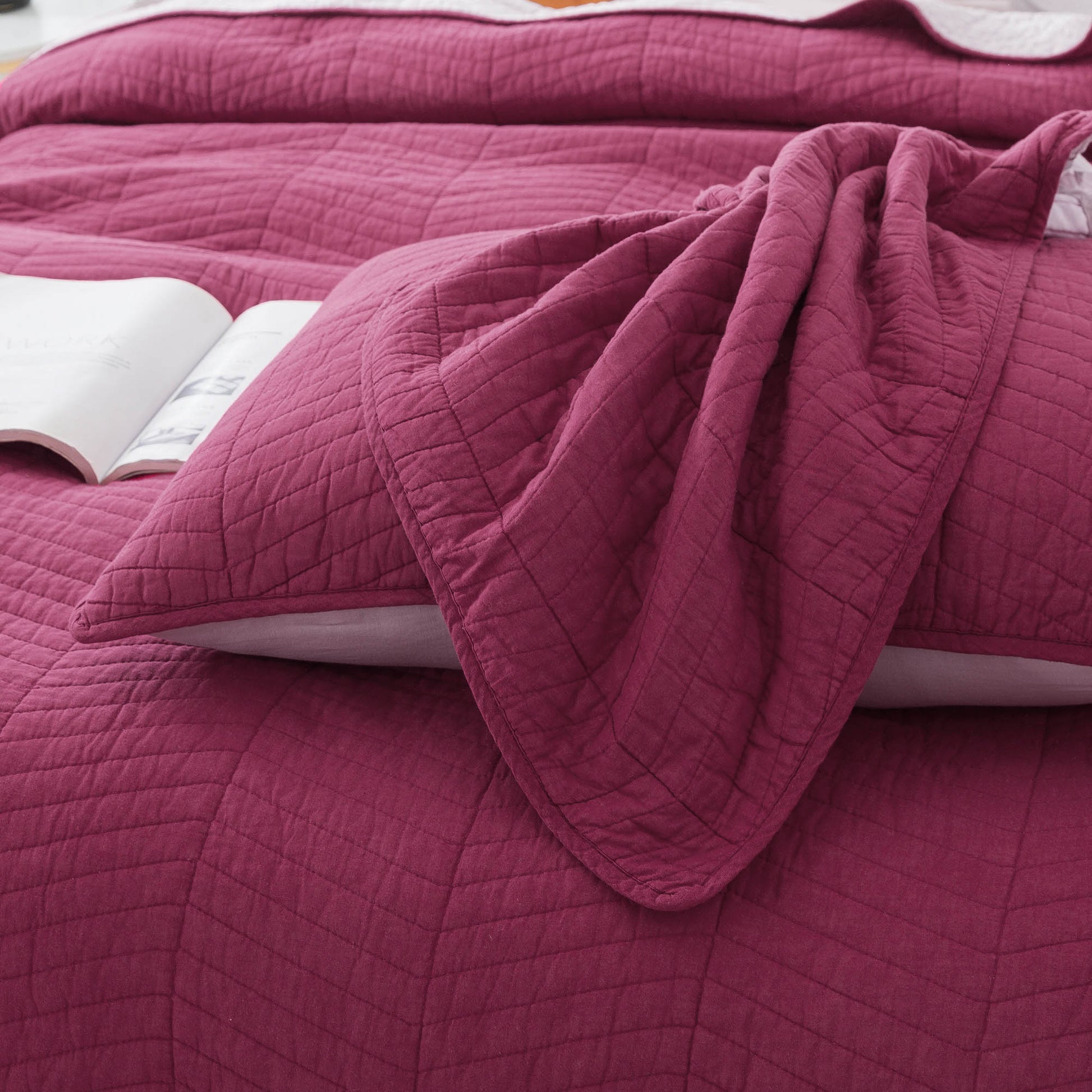 Kasentex Ultra Soft Cotton Oversized Bedspread Set, Blue or Red, Room Decor, Graduation Gifts Kasentex