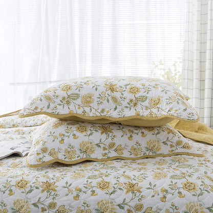 Kasentex 100% Cotton Summer Ultra Soft Floral Design 3 Piece Reversible Bedding Set, Room Decor, Graduation Gifts