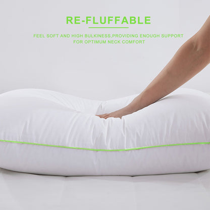 Kasentex Silky Green Piped Edge Goose Down Feather Pillow Set, White