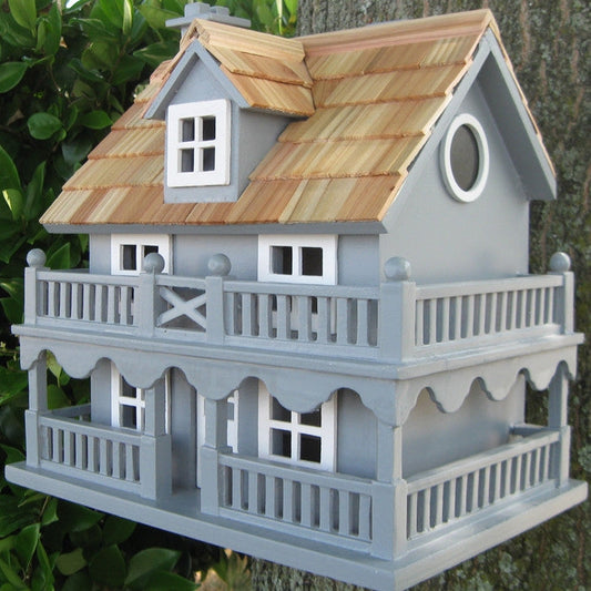 Light Blue Wooden Cottage Bird House with Removeable Back FastFurnishings