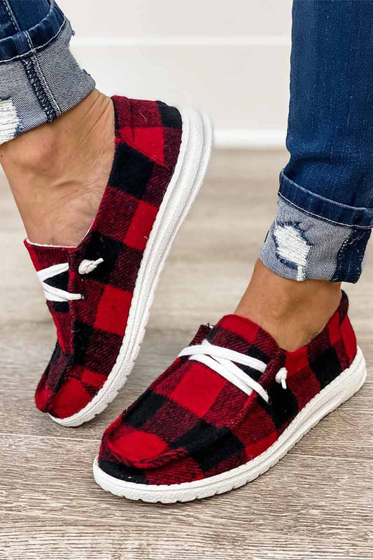 Kara Vintage Plaid Lace Up Flat Shoes - Get it from Bo