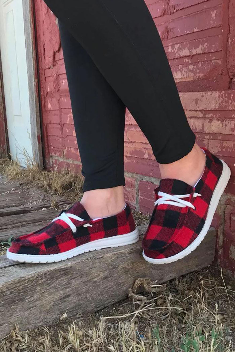 Kara Vintage Plaid Lace Up Flat Shoes - Get it from Bo