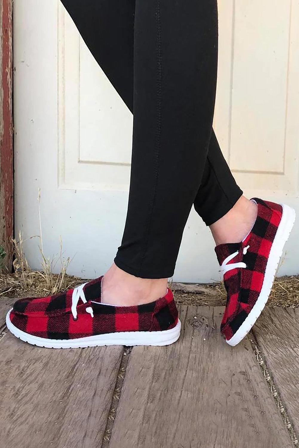 Kara Vintage Plaid Lace Up Flat Shoes - Get it from Bo