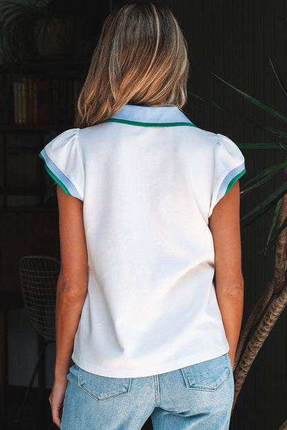 Candace Ruffled Sleeve Collared Blouse