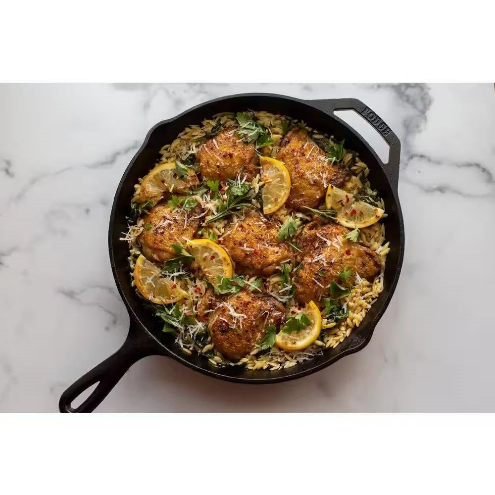 12-inch Cast Iron Skillet Frying Pan with Pour Spout - Made in the USA FastFurnishings