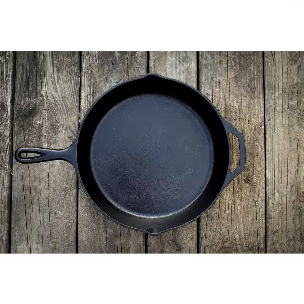 12-inch Cast Iron Skillet Frying Pan with Pour Spout - Made in the USA FastFurnishings
