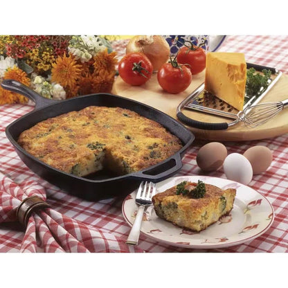 10.5-inch Square Cast Iron Skillet Frying Pan - Made in USA FastFurnishings