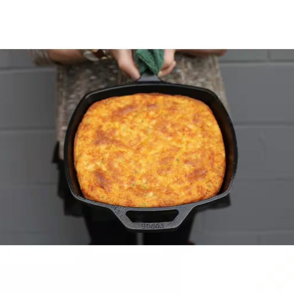10.5-inch Square Cast Iron Skillet Frying Pan - Made in USA FastFurnishings