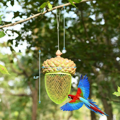 Outdoor Metal Mesh Bird Feeder with Metal Acorn Roof FastFurnishings