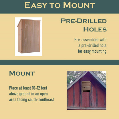 Outdoor Solid Cedar Wood Bat House - Holds up to 75 Bats FastFurnishings