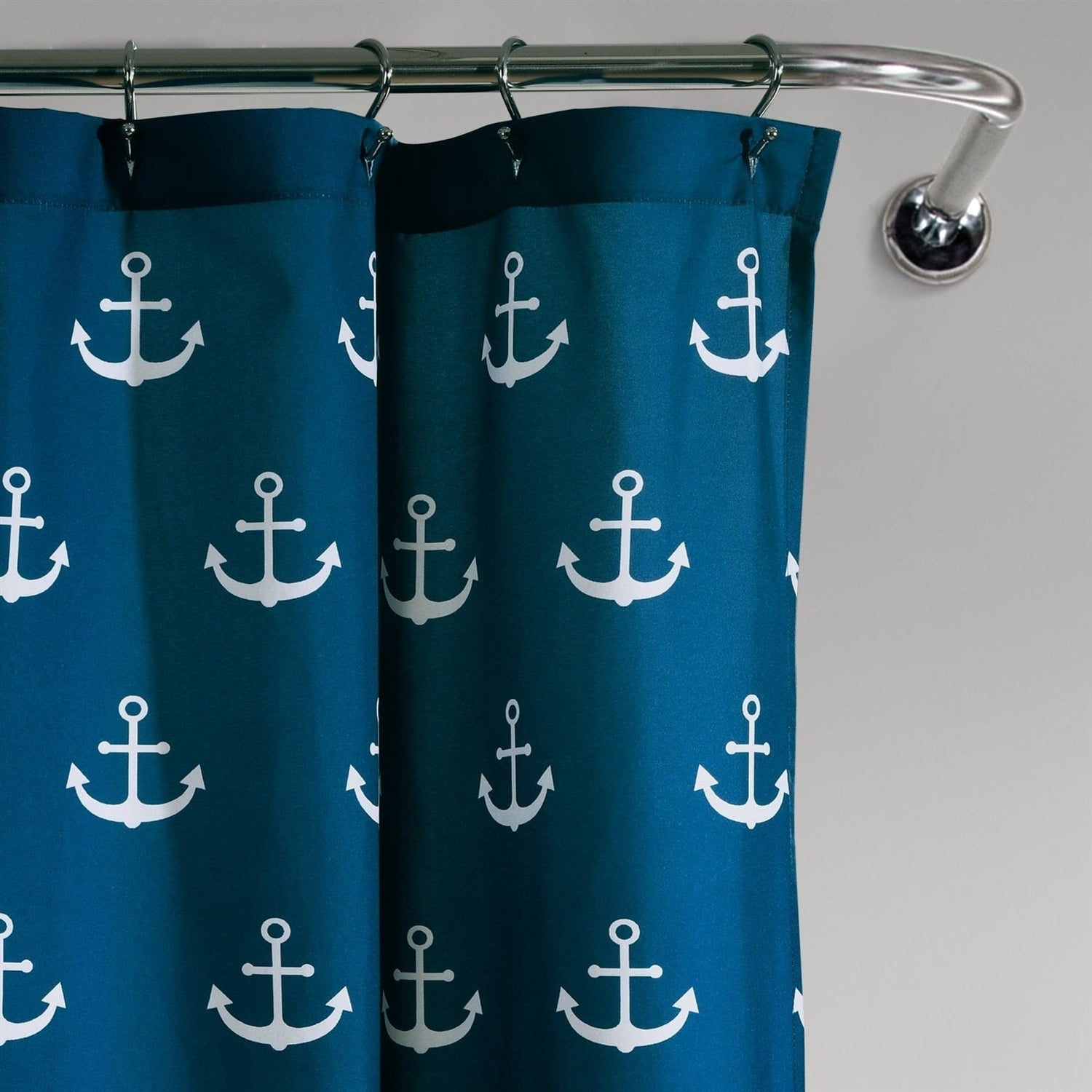 72-inch Navy White Nautical Anchor Polyester Shower Curtain FastFurnishings
