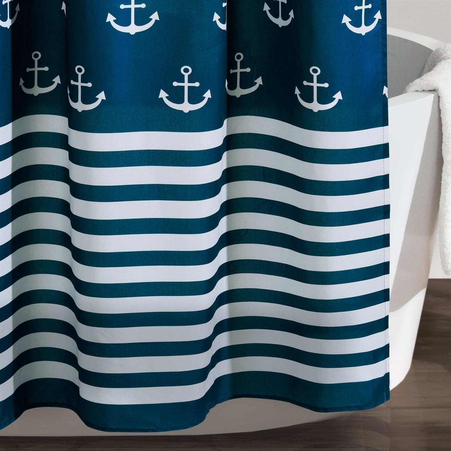 72-inch Navy White Nautical Anchor Polyester Shower Curtain FastFurnishings