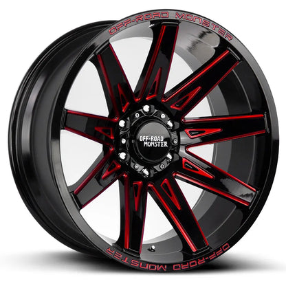 M25 Gloss Black Candy Red Milled Off Road Monster