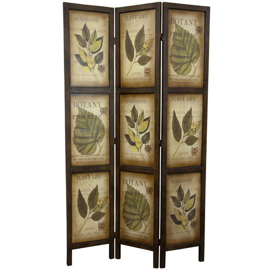 3-Panel Double Sided Floral Botany Plant Life Floral Leaves Room Divider FastFurnishings