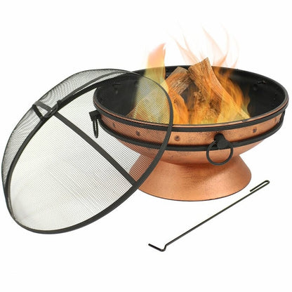 Cauldron Steel Wood Burning Fire Pit with Spark Screen FastFurnishings