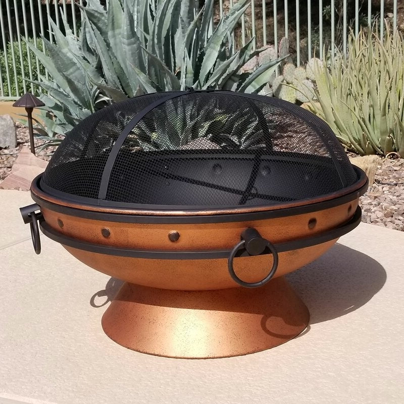 Cauldron Steel Wood Burning Fire Pit with Spark Screen FastFurnishings
