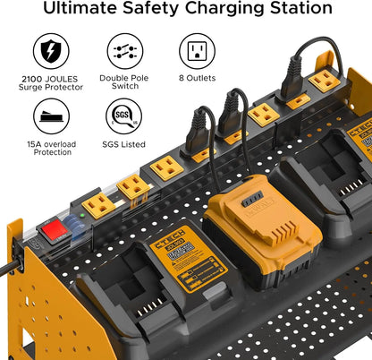 Power Tool Organizer Wall Mount, Cordless Drill Holder with 8-Outlet Power Strip, Modular Garage Organization Storage Rack 36 Months Warranty - Get it from Bo