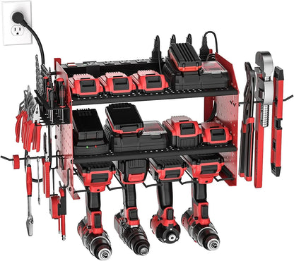 Power Tool Organizer Wall Mount, Cordless Drill Holder with 8-Outlet Power Strip, Modular Garage Organization Storage Rack 36 Months Warranty - Get it from Bo