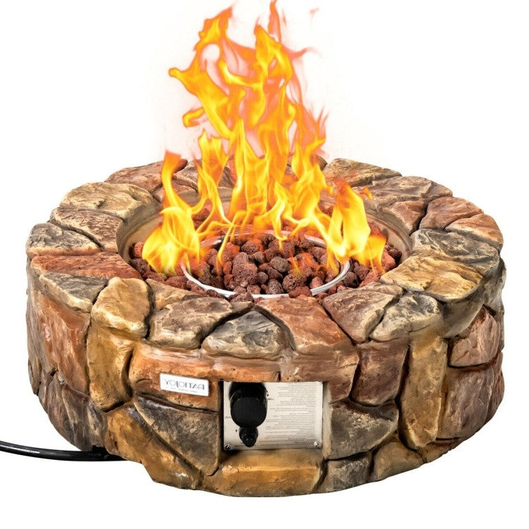 40,000 BTU Outdoor Circle Stone Gas Propane Fire Pit FastFurnishings
