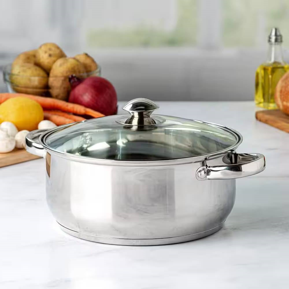 5-Quart Stainless Steel Dutch Oven with Glass Lid FastFurnishings