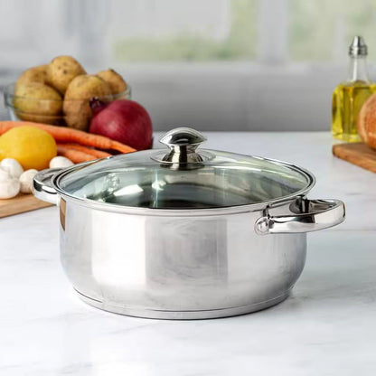 5-Quart Stainless Steel Dutch Oven with Glass Lid FastFurnishings