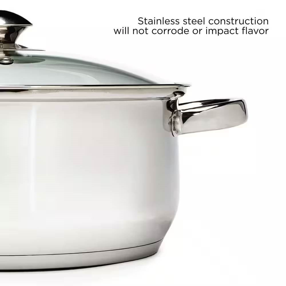 5-Quart Stainless Steel Dutch Oven with Glass Lid FastFurnishings