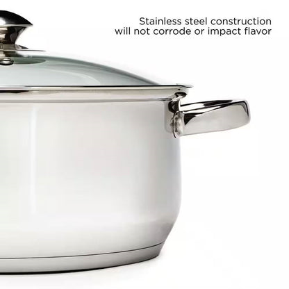 5-Quart Stainless Steel Dutch Oven with Glass Lid FastFurnishings
