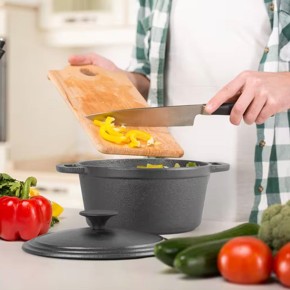 3.4 Quart Pre-Seasonded Cast Iron Dutch Oven with Handles and Lid FastFurnishings