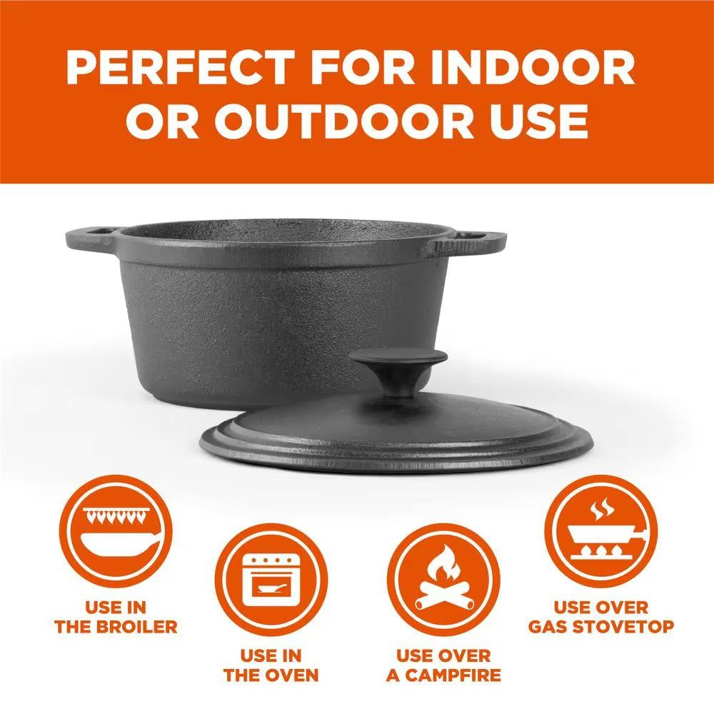 3.4 Quart Pre-Seasonded Cast Iron Dutch Oven with Handles and Lid FastFurnishings