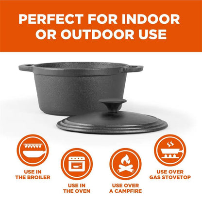 3.4 Quart Pre-Seasonded Cast Iron Dutch Oven with Handles and Lid FastFurnishings